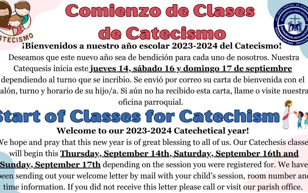 Religious Education Start of Classes