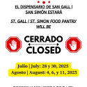 Pantry Closed – End of July