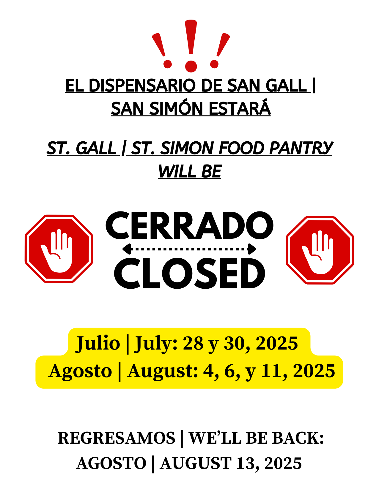 Pantry Closed – End of July