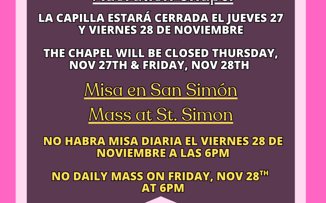 Oficina y capilla cerradas