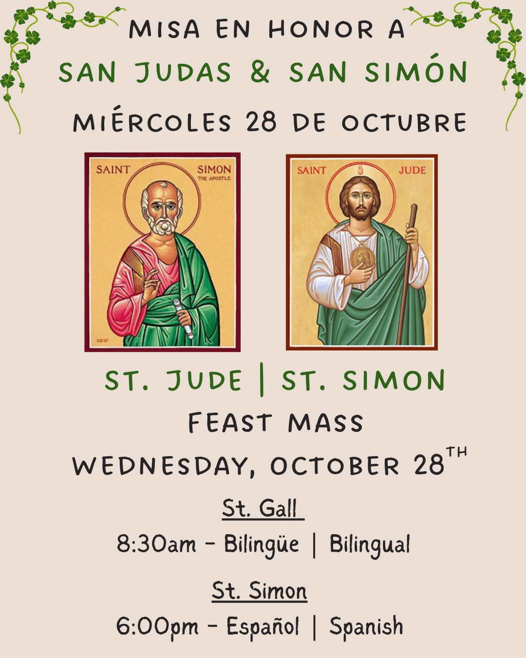 Feast Mass for St. Jude & St. Simon